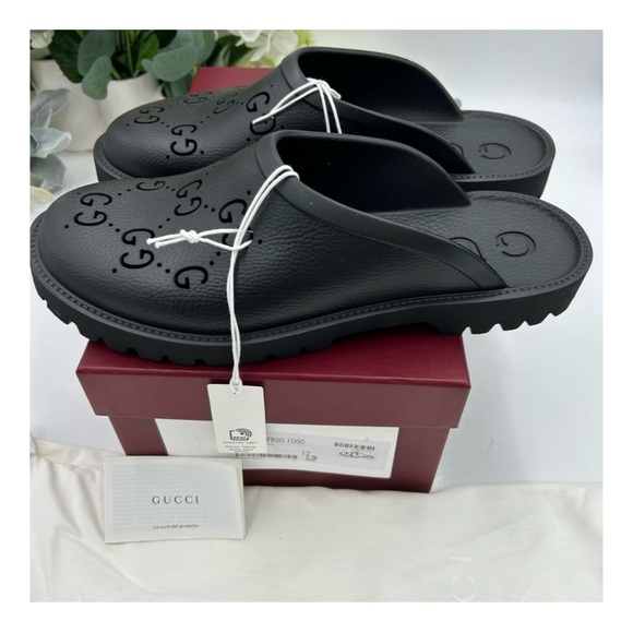 Gucci rubber slip on sandals cut out monogram size 12 made in Italy - Picture 5 of 7